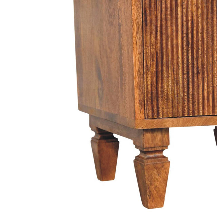 Solid Wood Louvre Bedside Unit,Brown,2-Drawers