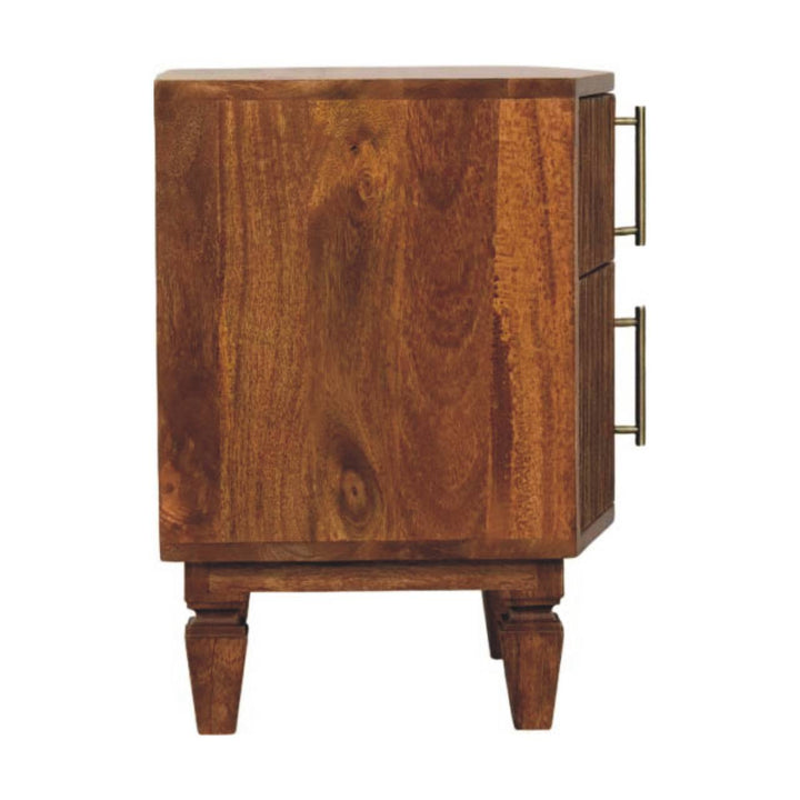 Solid Wood Louvre Bedside Unit,Brown,2-Drawers