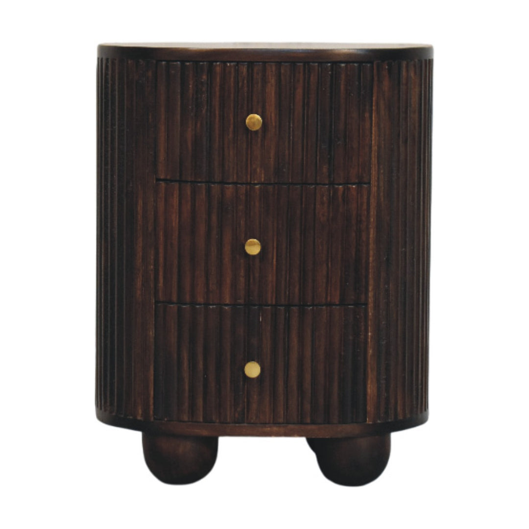 Solid Wood Curved Fluted 3-Drawer Drum Chest,3-Drawers