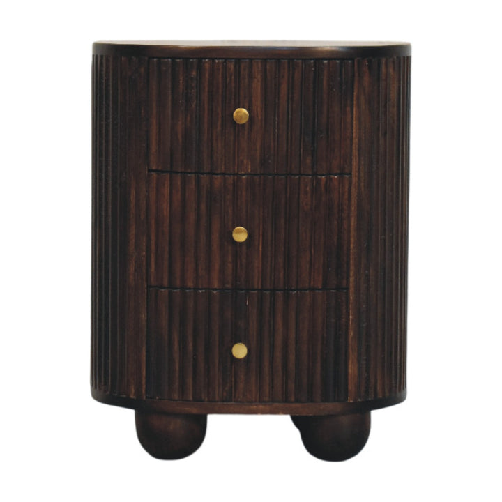 Solid Wood Curved Fluted 3-Drawer Drum Chest,3-Drawers
