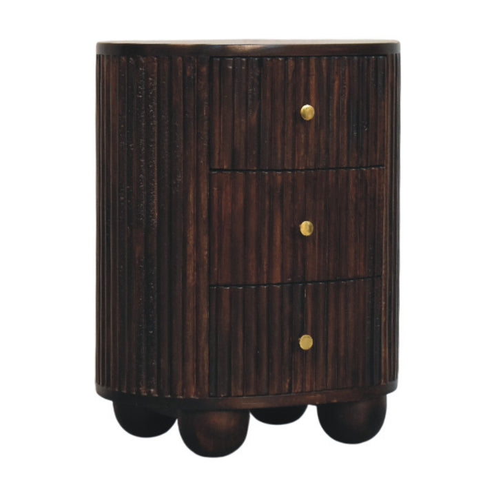 Solid Wood Curved Fluted 3-Drawer Drum Chest,3-Drawers