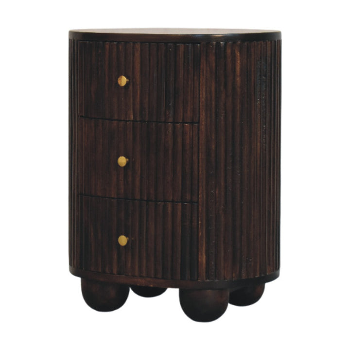 Solid Wood Curved Fluted 3-Drawer Drum Chest,3-Drawers