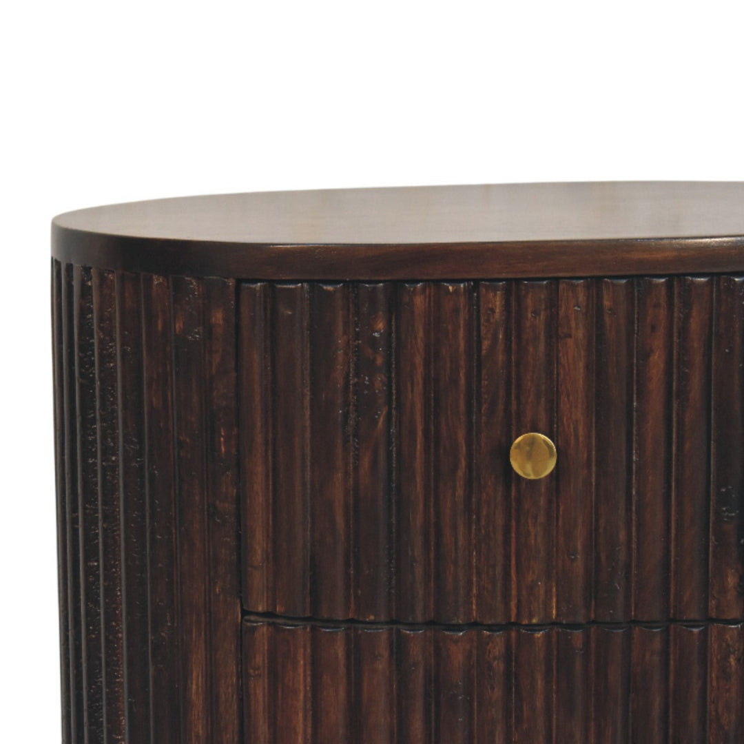 Solid Wood Curved Fluted 3-Drawer Drum Chest,3-Drawers