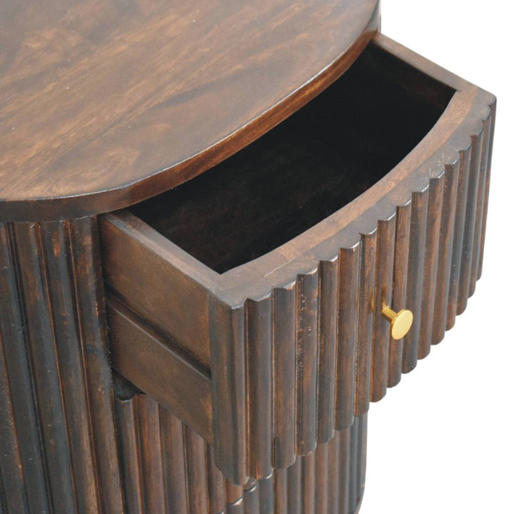 Solid Wood Curved Fluted 3-Drawer Drum Chest,3-Drawers