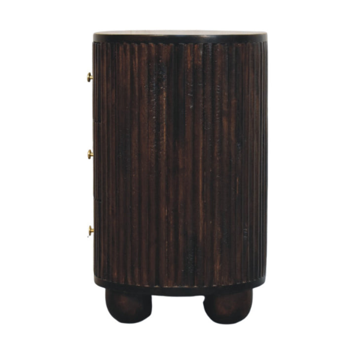 Solid Wood Curved Fluted 3-Drawer Drum Chest,3-Drawers