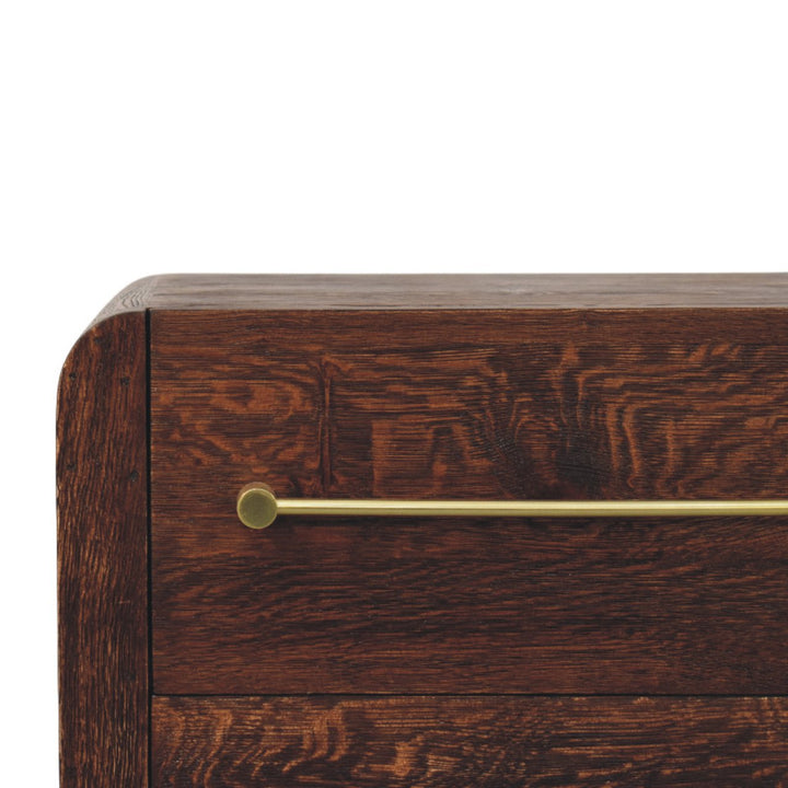 Solid Wood Copenhagen 2-Drawer Nightstand in Smoked Oak,Brown