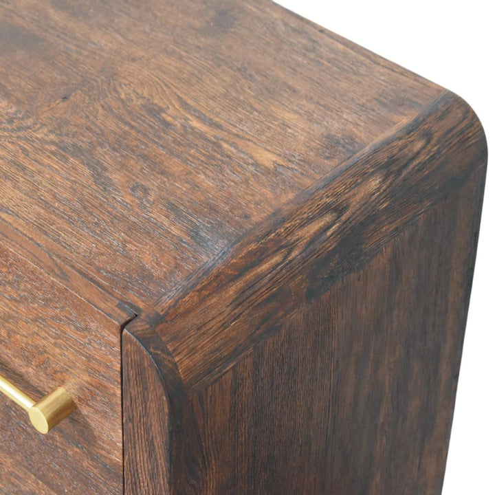 Solid Wood Copenhagen 2-Drawer Nightstand in Smoked Oak,Brown