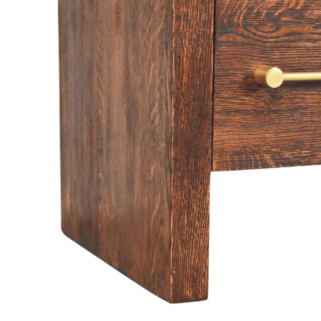 Solid Wood Copenhagen 2-Drawer Nightstand in Smoked Oak,Brown