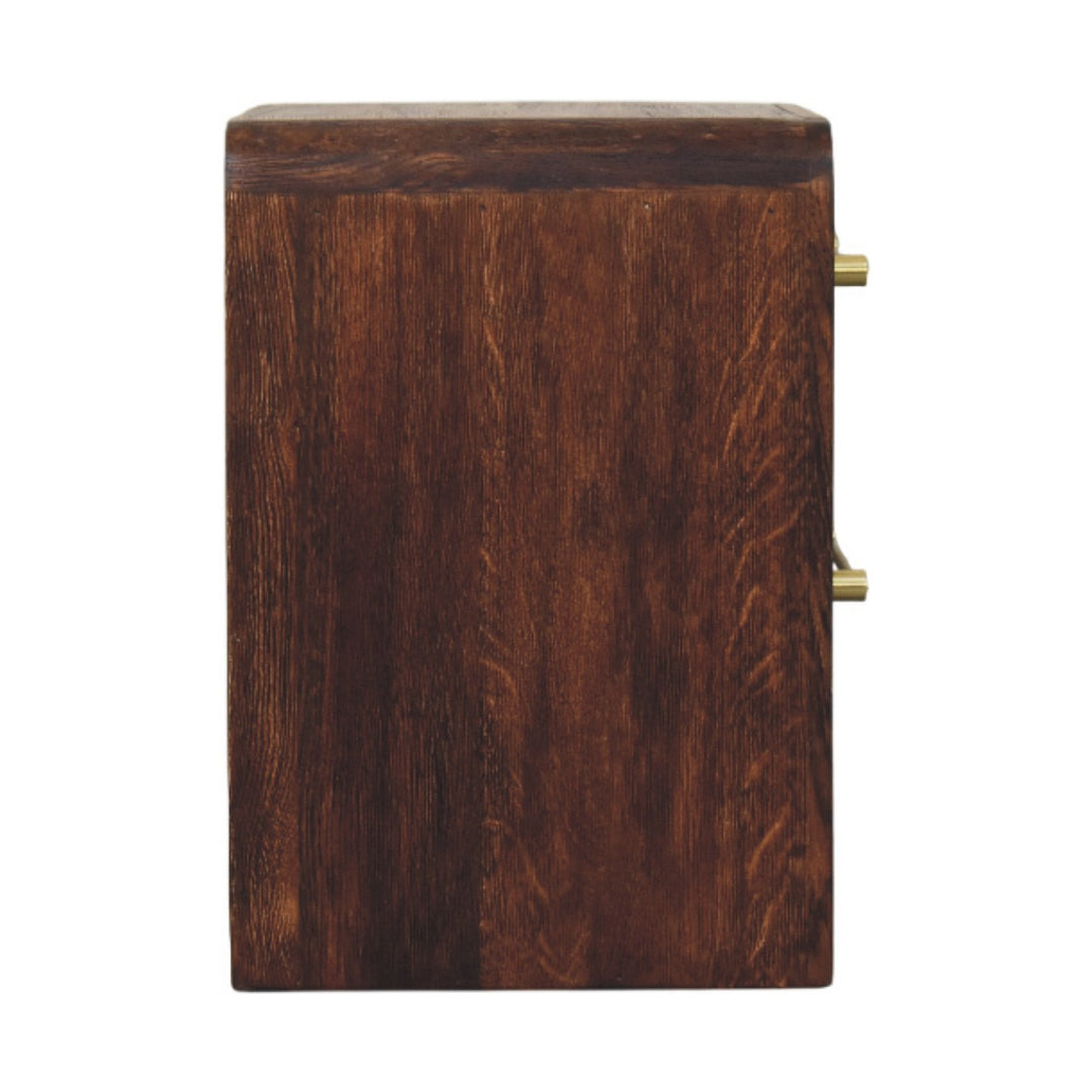 Solid Wood Copenhagen 2-Drawer Nightstand in Smoked Oak,Brown