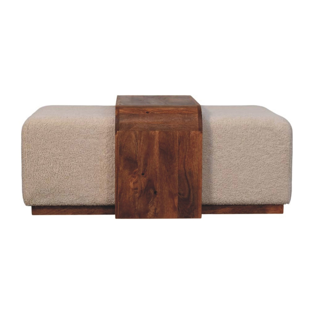 Solid Wood Arden Bench Duo,Boucle seats,Warm Tone