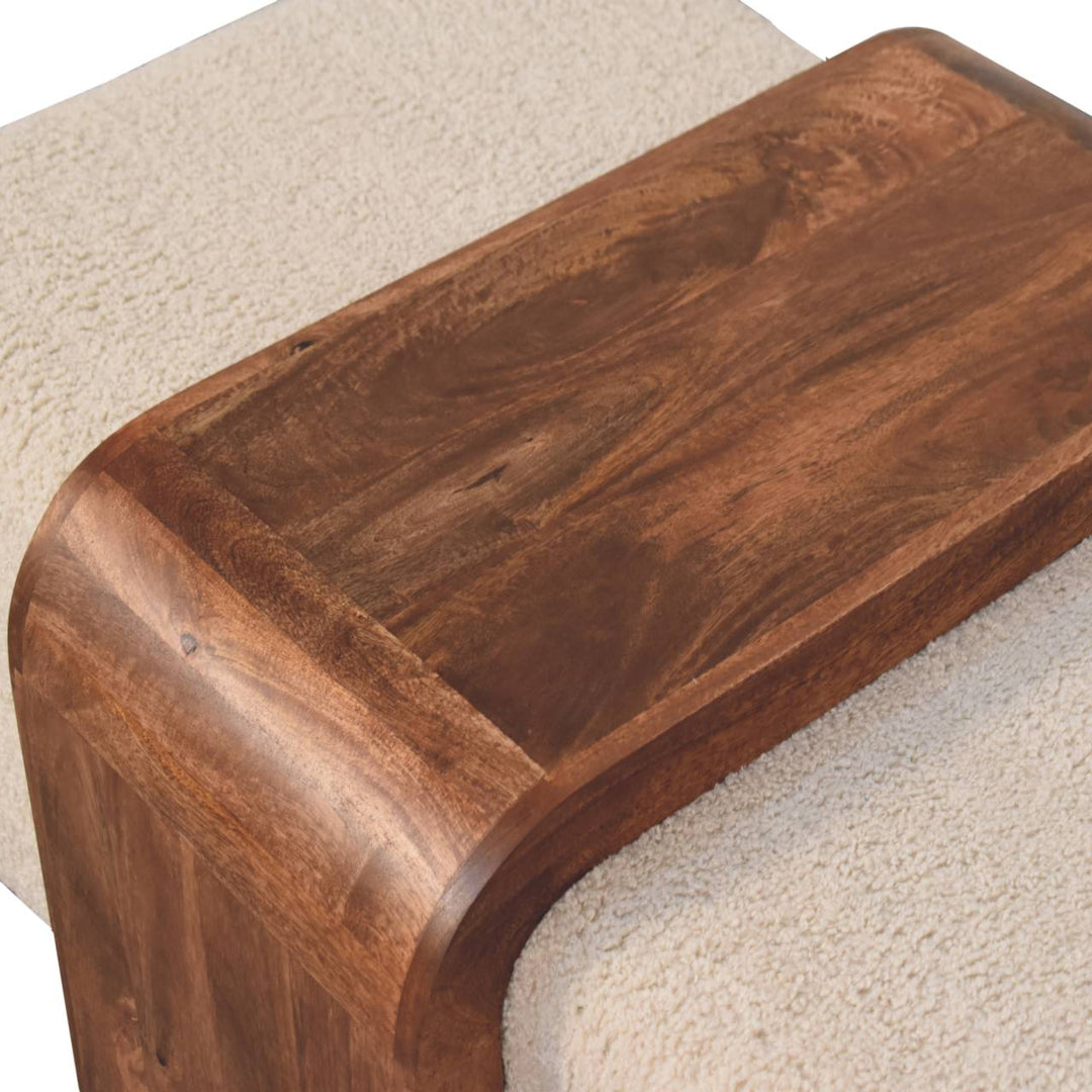 Solid Wood Arden Bench Duo,Boucle seats,Warm Tone