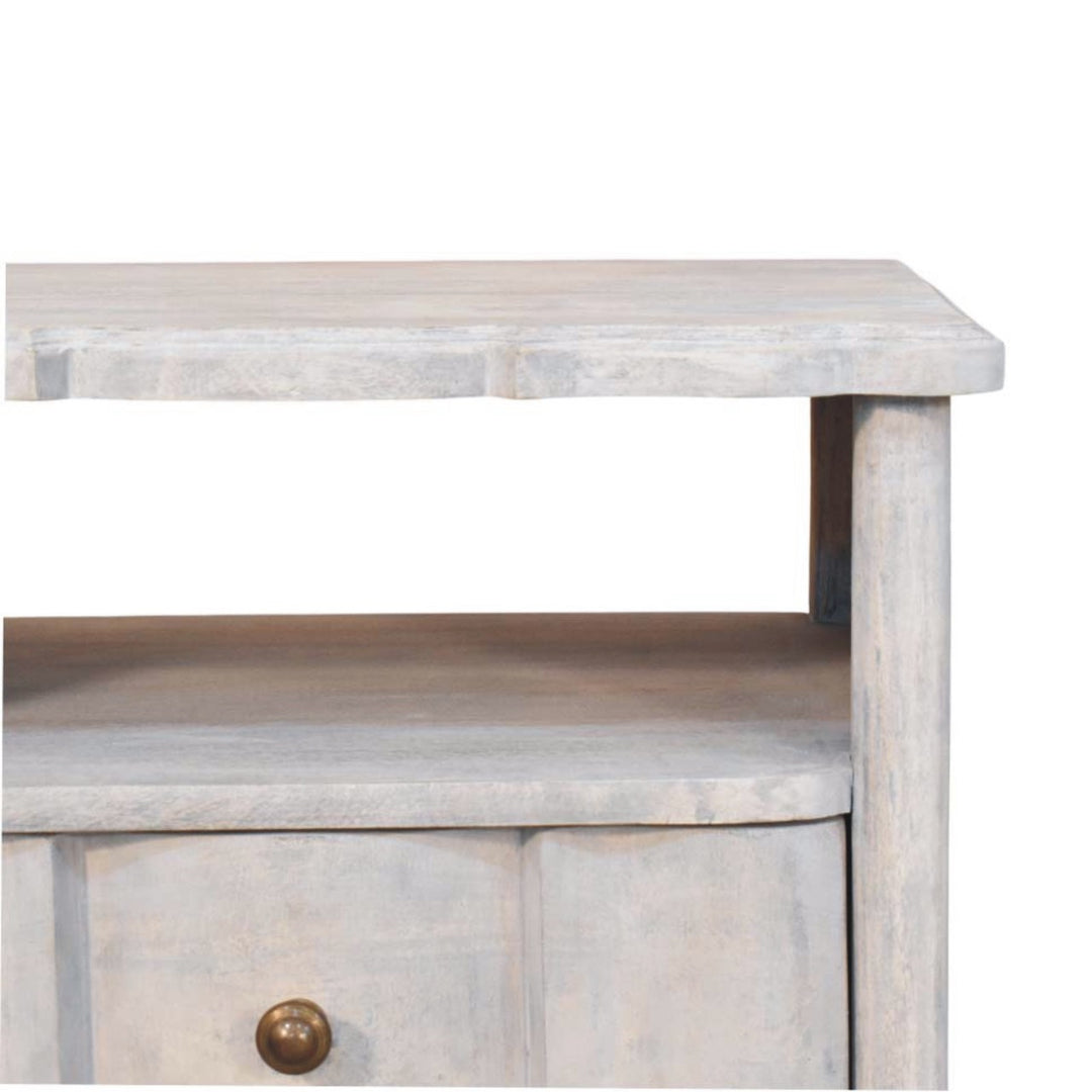 Solid Wood Lucia Bedside,Grey,2-Drawer,1-Shelf