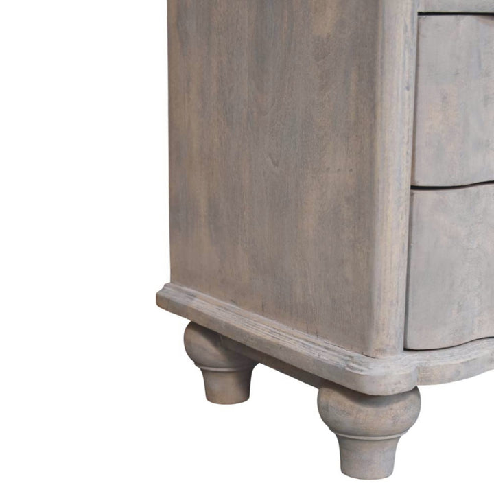 Solid Wood Lucia Bedside,Grey,2-Drawer,1-Shelf