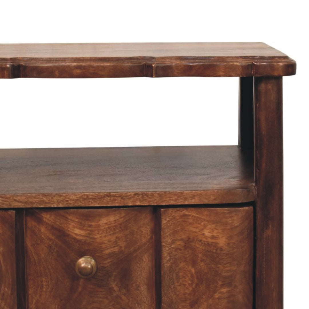 Solid Wood 2-Drawer Bedside with Open Shelf,Brown