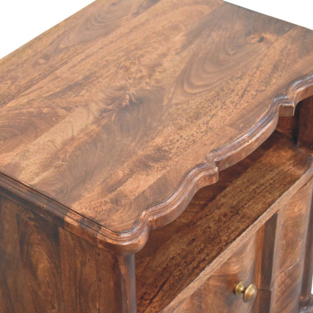 Solid Wood 2-Drawer Bedside with Open Shelf,Brown