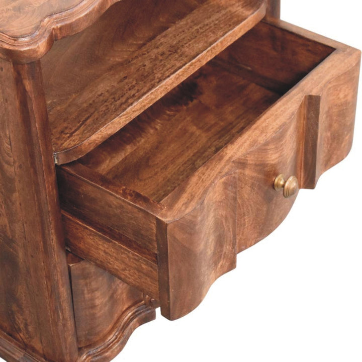 Solid Wood 2-Drawer Bedside with Open Shelf,Brown