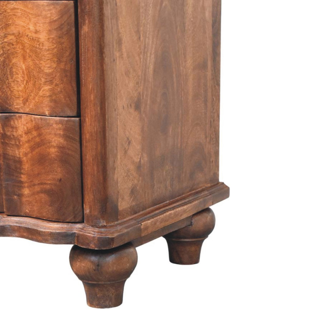 Solid Wood 2-Drawer Bedside with Open Shelf,Brown