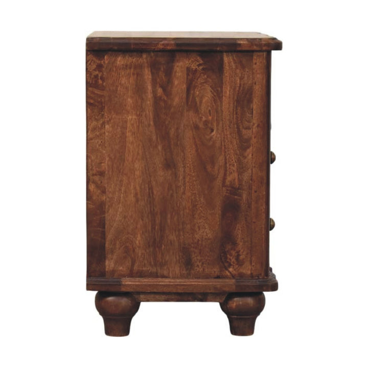 Solid Wood 2-Drawer Bedside with Open Shelf,Brown