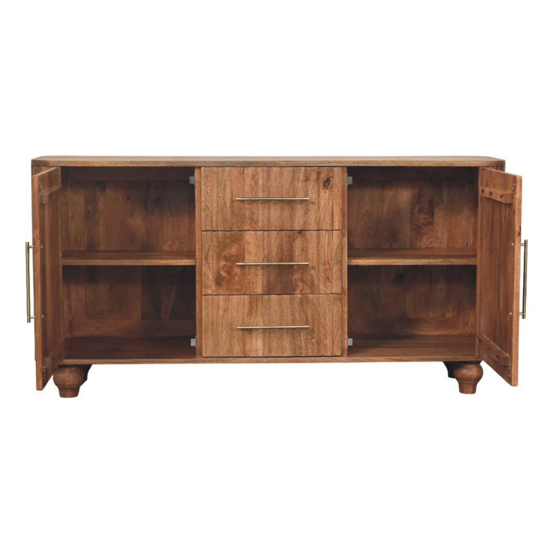 Solid Wood Montara Sideboard,Beige,2-Doors,3-Drawers