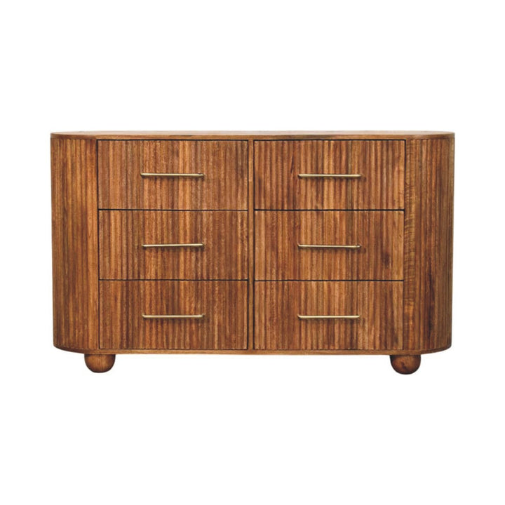 Solid Wood Ridgefront Chest – Amber Oak,6-Drawers