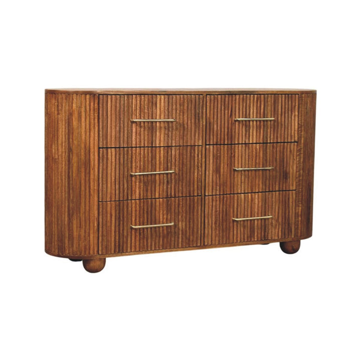 Solid Wood Ridgefront Chest – Amber Oak,6-Drawers