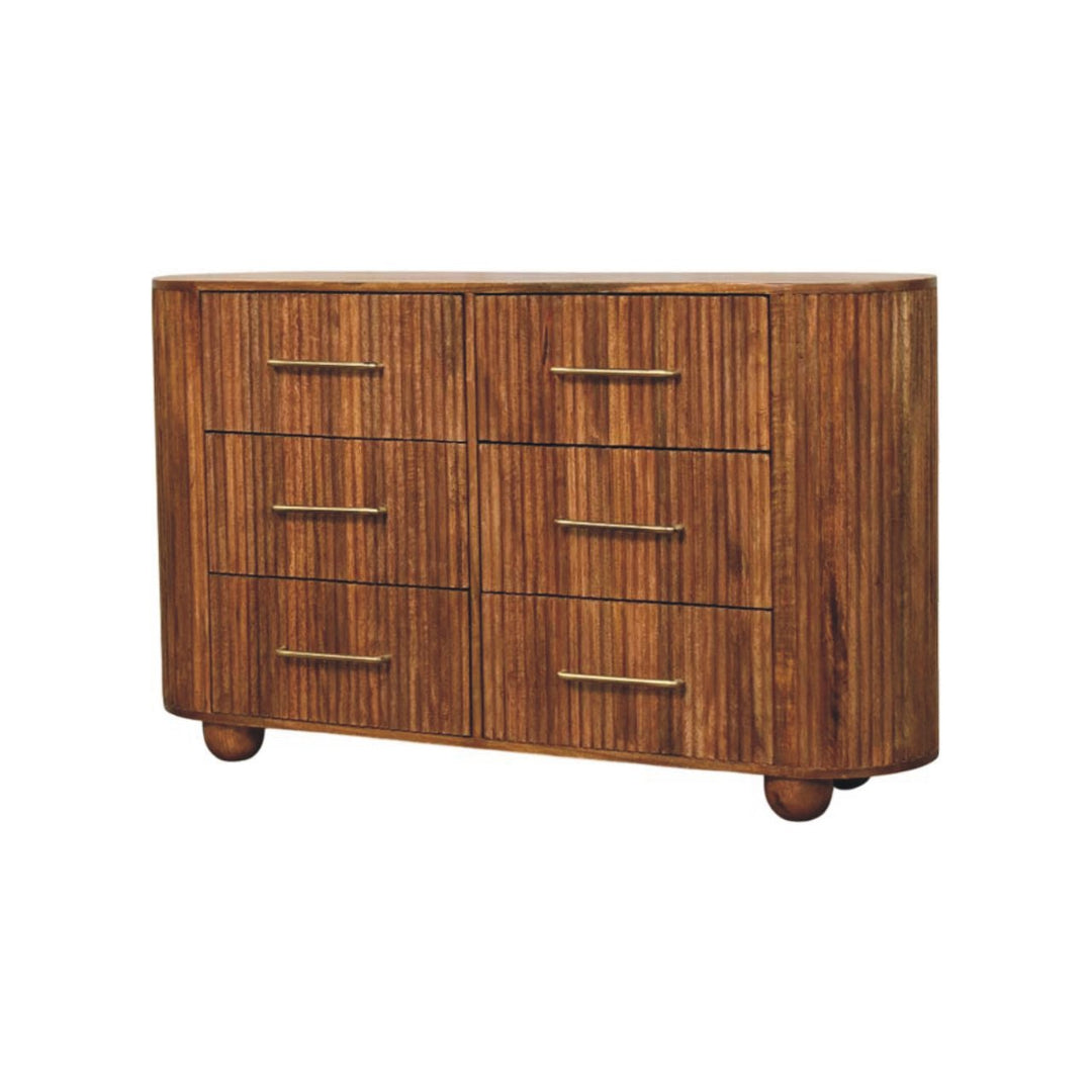 Solid Wood Ridgefront Chest – Amber Oak,6-Drawers