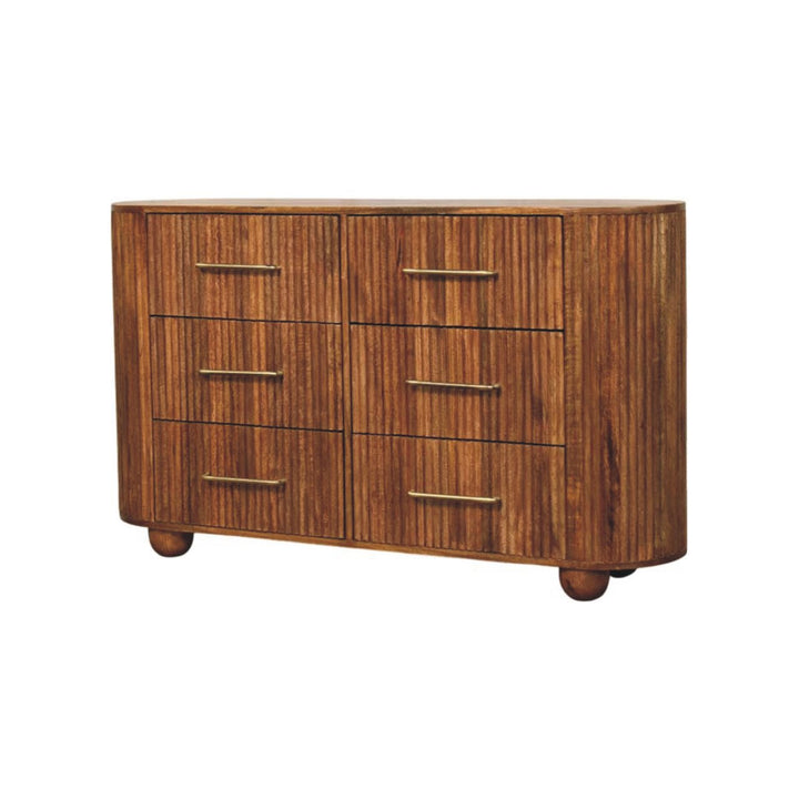 Solid Wood Ridgefront Chest – Amber Oak,6-Drawers