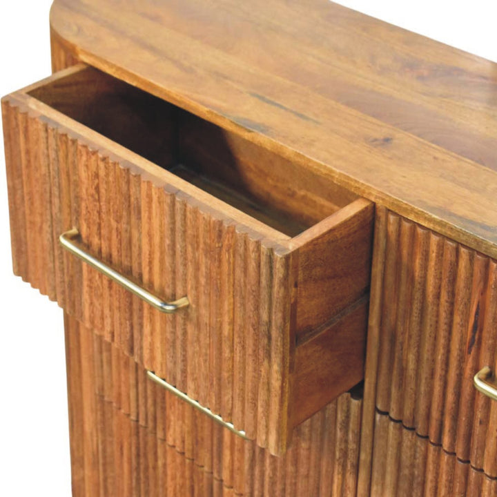 Solid Wood Ridgefront Chest – Amber Oak,6-Drawers