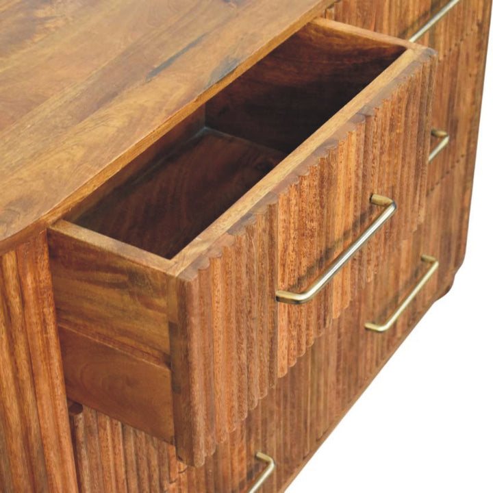 Solid Wood Ridgefront Chest – Amber Oak,6-Drawers