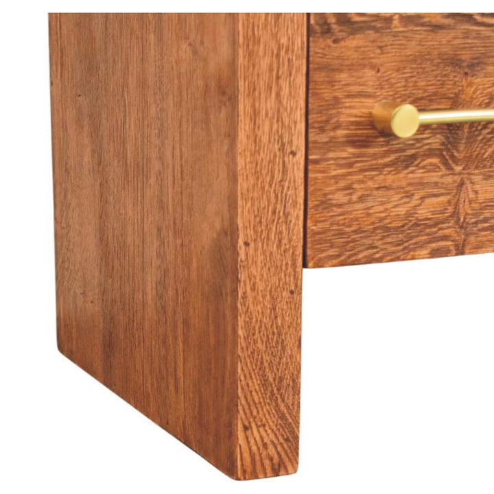 Solid Wood Curved Edge Bedside,Brown,1-Drawer,1-Shelf