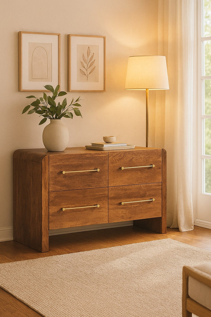 Solid Wood Oakline Four Drawer Chest,Brown,4-Drawers