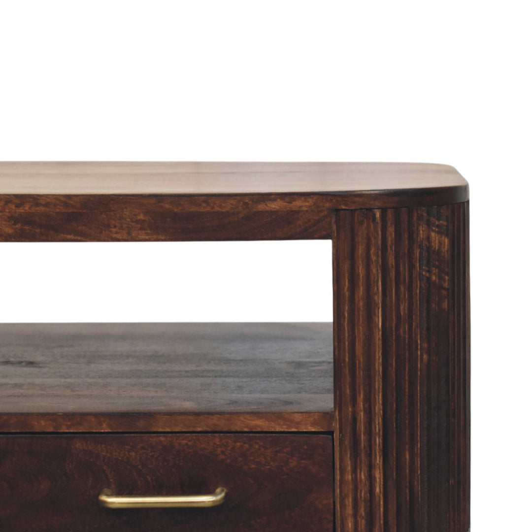 Solid Wood Sphere Leg Coffee Table,Ball Feet,Brown with 2-Drawers,1-shelf