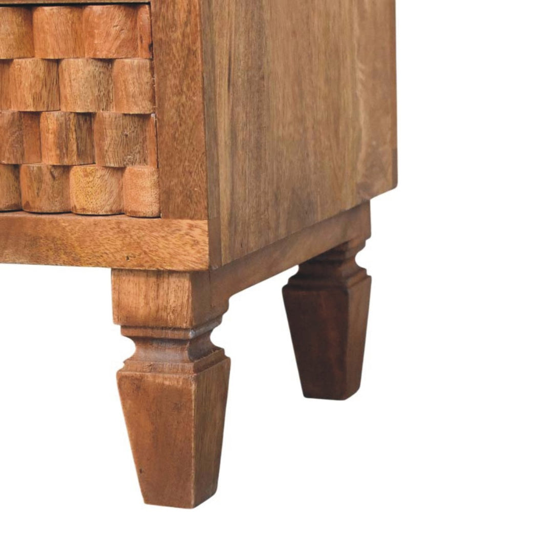Solid Wood Arno Bedside in Golden Teak,Brown Patter,1-shelf,2-Drawers
