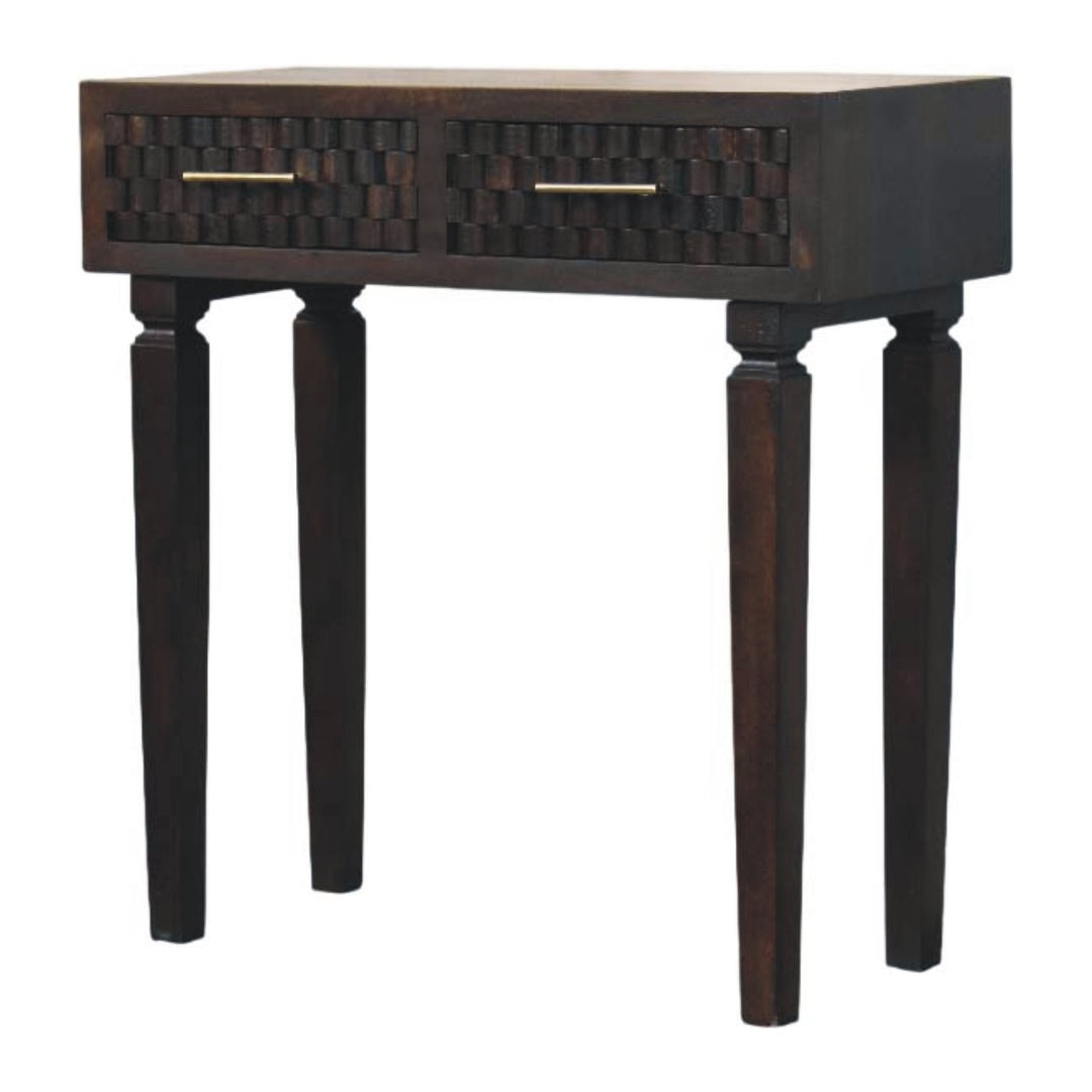 Solid Wood Arno Console Table,Black,2-Drawers