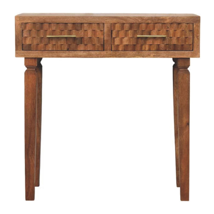 Solid Wood Arno Console Table in Golden Teak,Brown,2-Drawers