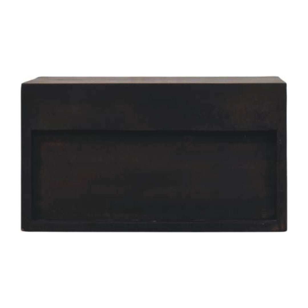 Solid Wood Arno Wall-Mounted Nightstand,Black,1-Shelf,1-Drawers