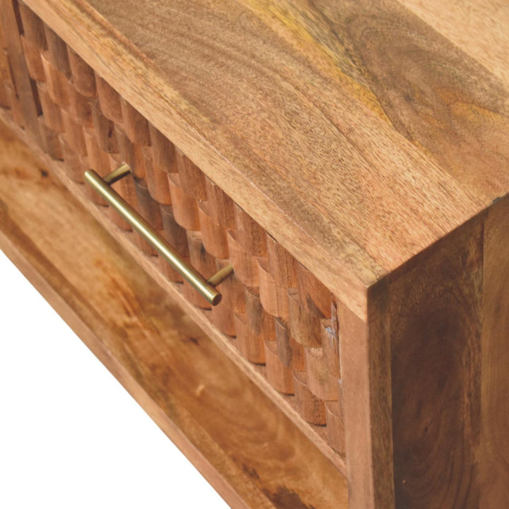 Solid Wood Arno Shoe Storage Unit in Golden Teak,2-Drawers,1-Shelf