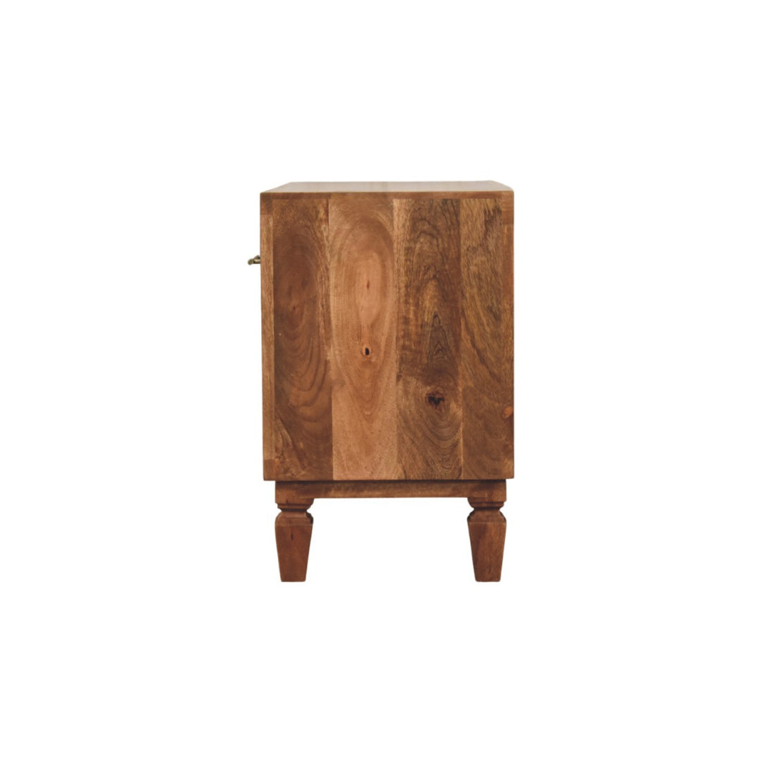 Solid Wood Arno Shoe Storage Unit in Golden Teak,2-Drawers,1-Shelf