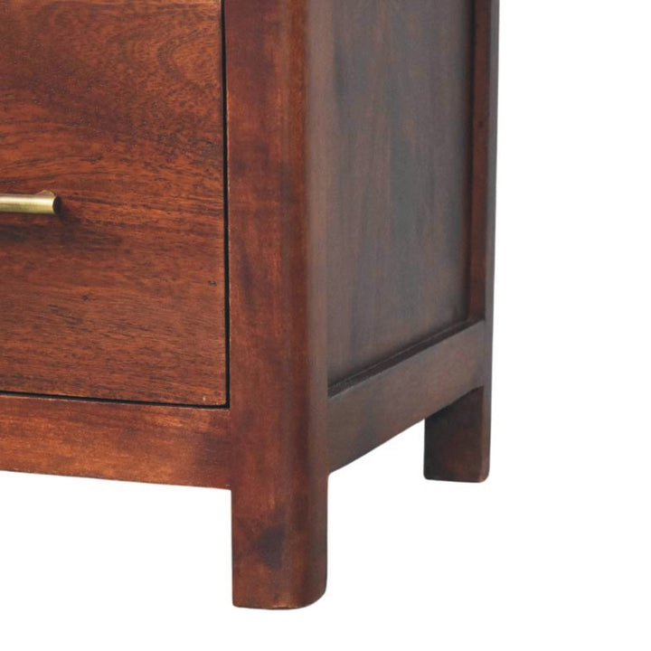Solid Wood Arched Edge 1 Drawer Bedside, Chestnut Colour