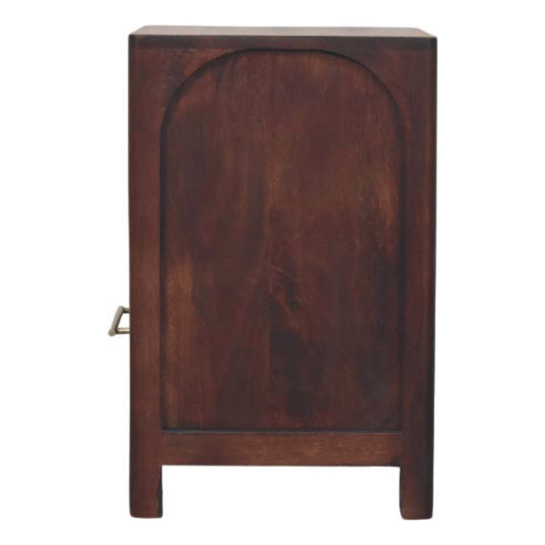 Solid Wood Arched Edge 1 Drawer Bedside, Chestnut Colour