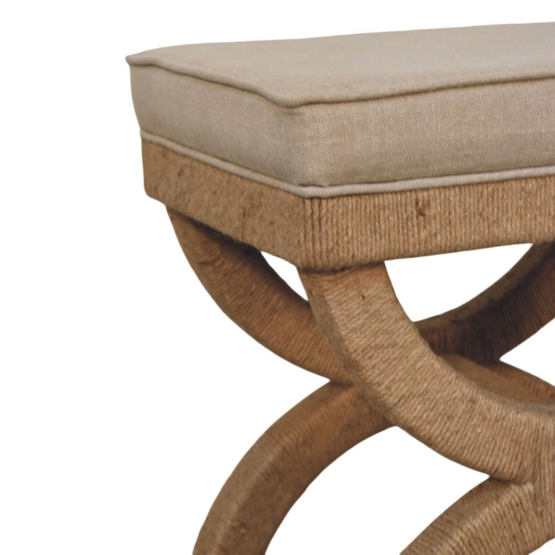 Artisan Furniture Solid Wood Rattan Arch Bench