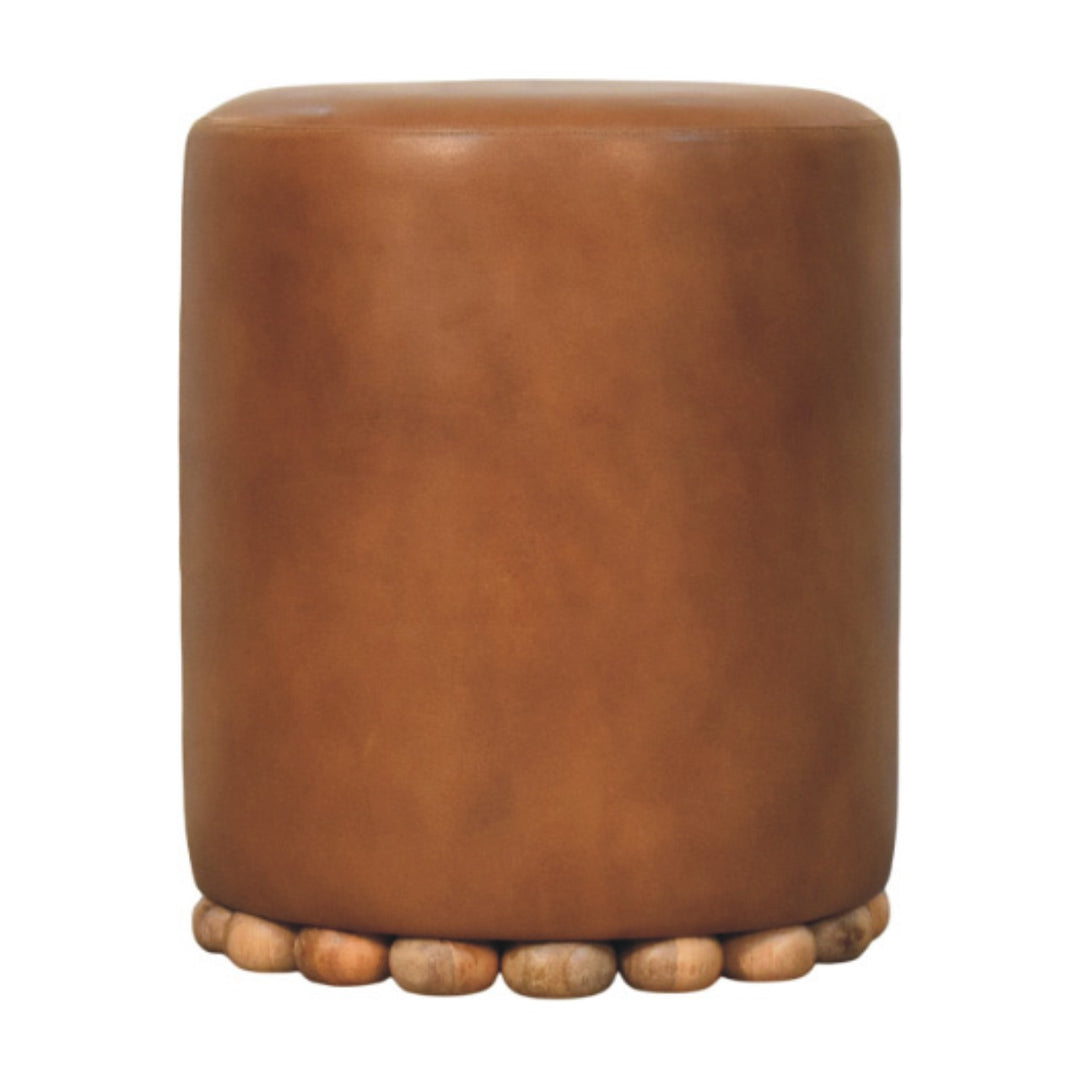 Solid Wood Bola Leather Stool