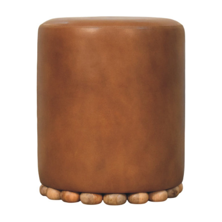Solid Wood Bola Leather Stool