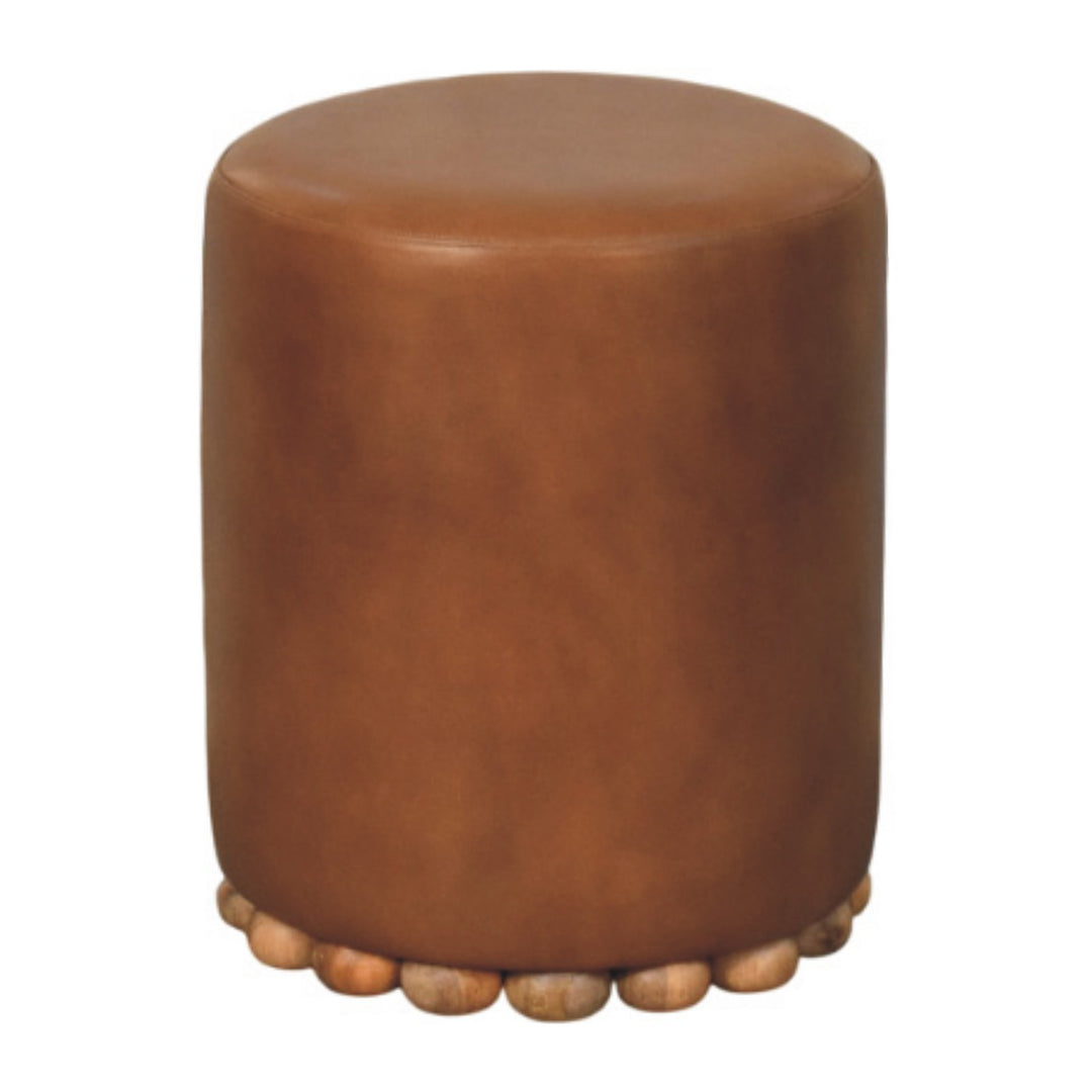 Solid Wood Bola Leather Stool
