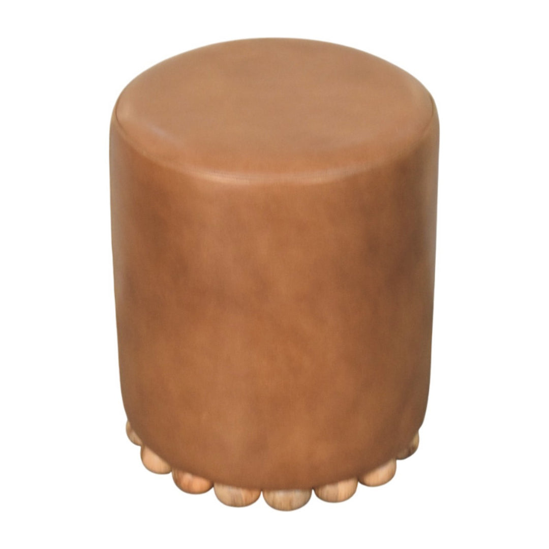 Solid Wood Bola Leather Stool