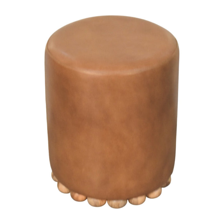 Solid Wood Bola Leather Stool