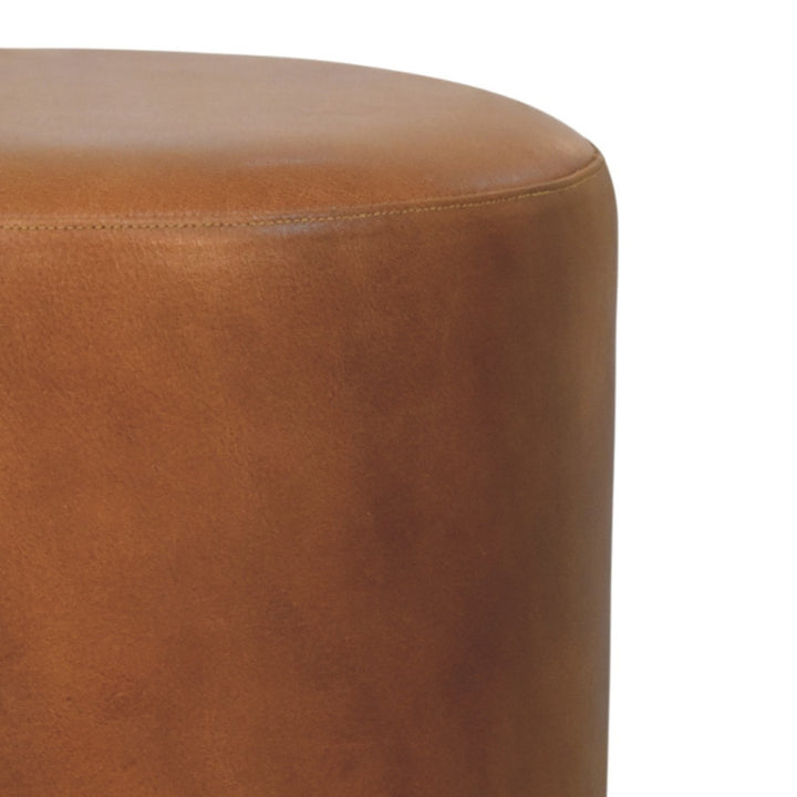 Solid Wood Bola Leather Stool