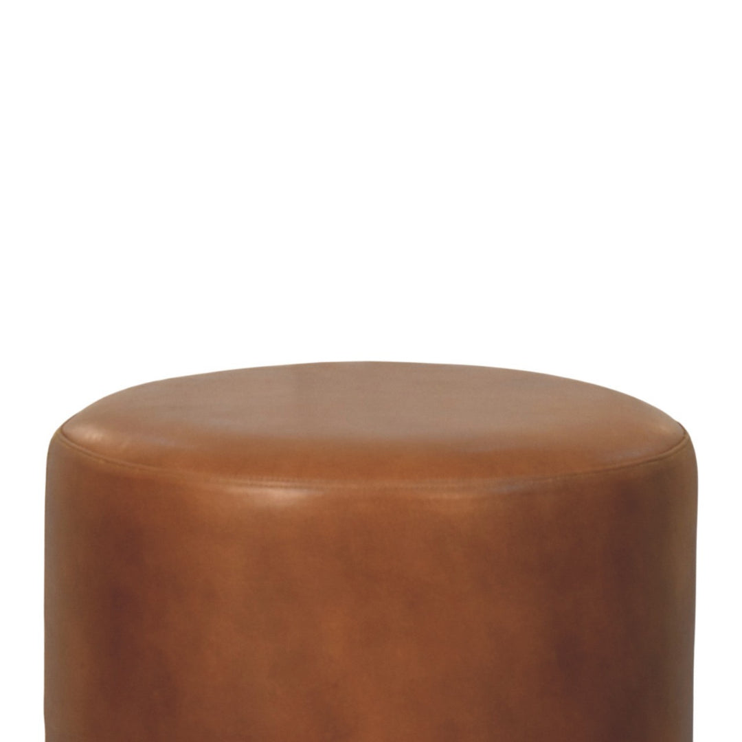Solid Wood Bola Leather Stool