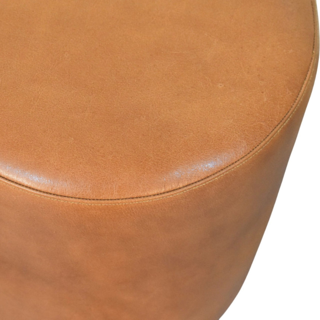 Solid Wood Bola Leather Stool