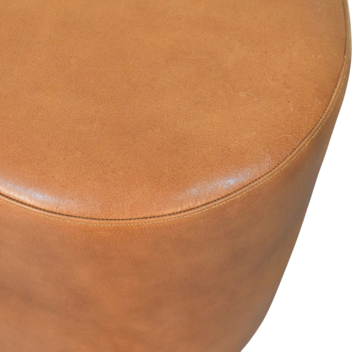 Solid Wood Bola Leather Stool
